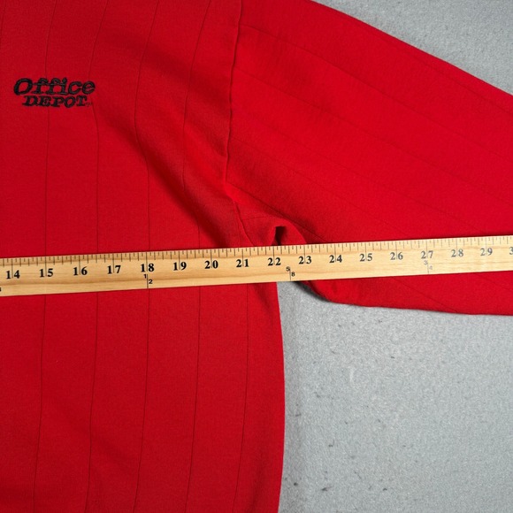 Vintage Office Depot Red Ribbed Ringer Crewneck Sweatshirt Embroidered Logo - Picture 6 of 11